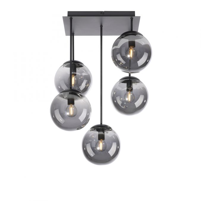 Paul Neuhaus LED Deckenleuchte, schwarz, schlicht, zeitlos, 5 flammige Deckenlampe