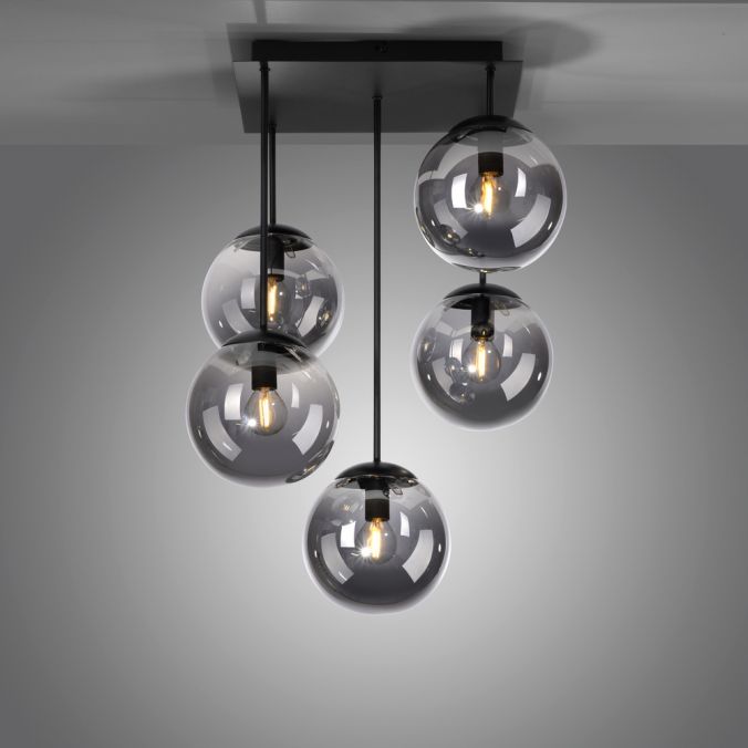 Paul Neuhaus LED Deckenleuchte, schwarz, schlicht, zeitlos, 5 flammige Deckenlampe Muttertagsangebot