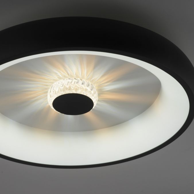 Paul Neuhaus LED Deckenleuchte schwarz rund Kristalleffekte dimmbar CCT Valentinstagsangebot