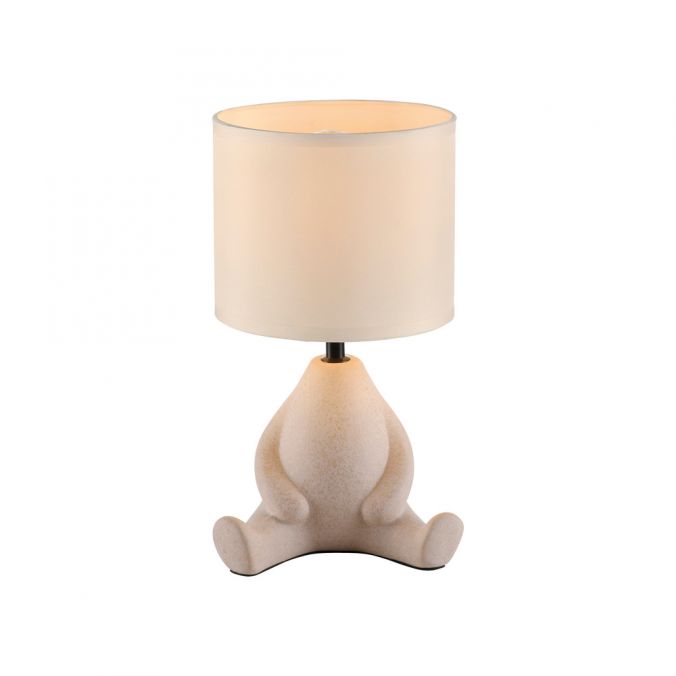 Paul Neuhaus LED Tischleuchte beige Männchen sitzend Stoffschirm mit Schnurschalter Heißer Verkauf