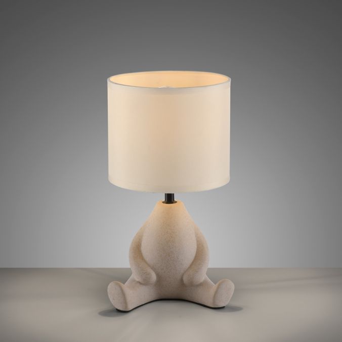 Paul Neuhaus LED Tischleuchte beige Männchen sitzend Stoffschirm mit Schnurschalter Heißer Verkauf