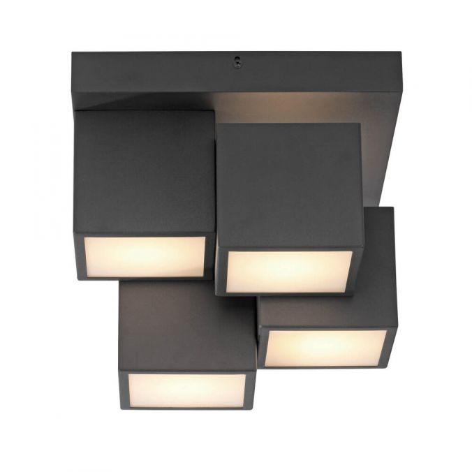 Paul Neuhaus LED Deckenleuchte schwarz Würfelform mit Backlight Wohnzimmer