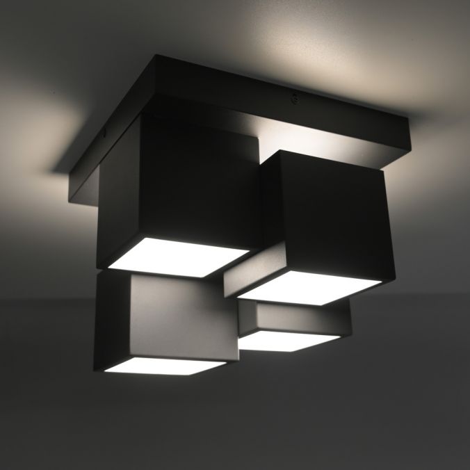 Paul Neuhaus LED Deckenleuchte schwarz Würfelform mit Backlight Wohnzimmer Top Angebot
