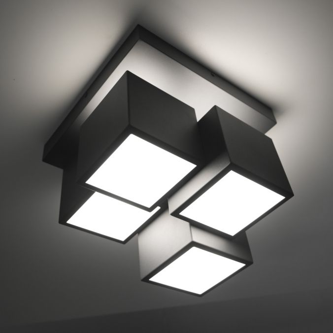 Paul Neuhaus LED Deckenleuchte schwarz Würfelform mit Backlight Wohnzimmer Top Angebot