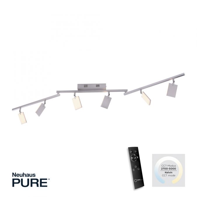 Paul Neuhaus Paul Neuhaus PURE MIRA LED Deckenleuchte aluminium 6 flammig dimmbar CCT