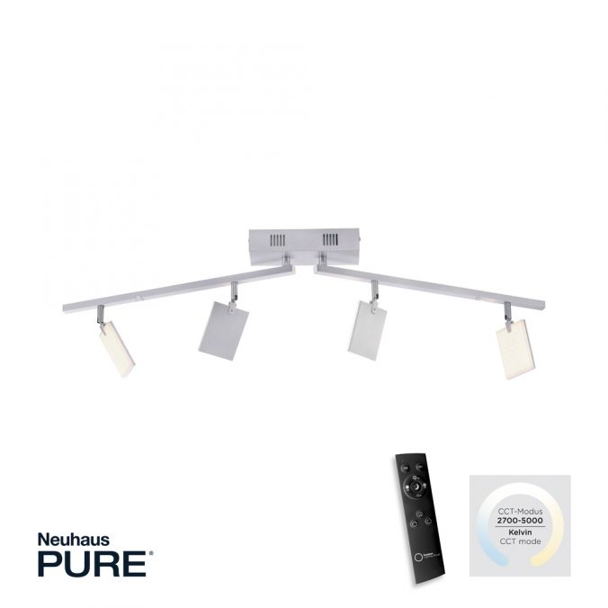 Paul Neuhaus Paul Neuhaus PURE MIRA LED Deckenleuchte aluminium 4 flammig dimmbar CCT Memory