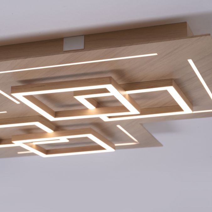 Paul Neuhaus Paul Neuhaus, Q-LINEA , LED-Deckenleuchte, Holzdekor, dimmbar, Smart Home VIP-Rabatte