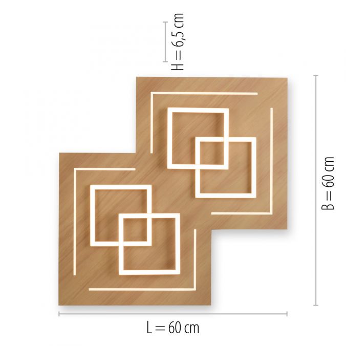 Paul Neuhaus Paul Neuhaus, Q-LINEA , LED-Deckenleuchte, Holzdekor, dimmbar, Smart Home VIP-Rabatte