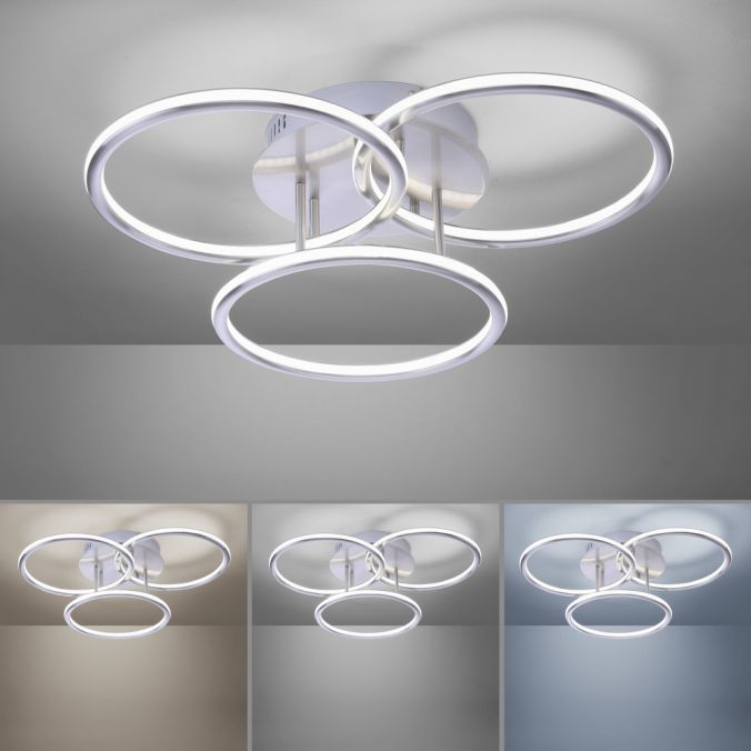 Paul Neuhaus Paul Neuhaus, Q-NEVIO, LED-Deckenleuchte, 3-flg, silber, CCT, Smart Home Wochenangebot