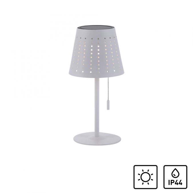 Paul Neuhaus LED Tischleuchte, weiss, dimmbar, solarbetrieben, modern, kabellos