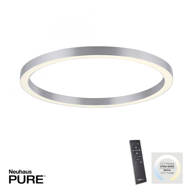 Paul Neuhaus Paul Neuhaus LED Deckenleuchte PURE-LINES ROUND aluminium 70x70 CCT Fernbedienung