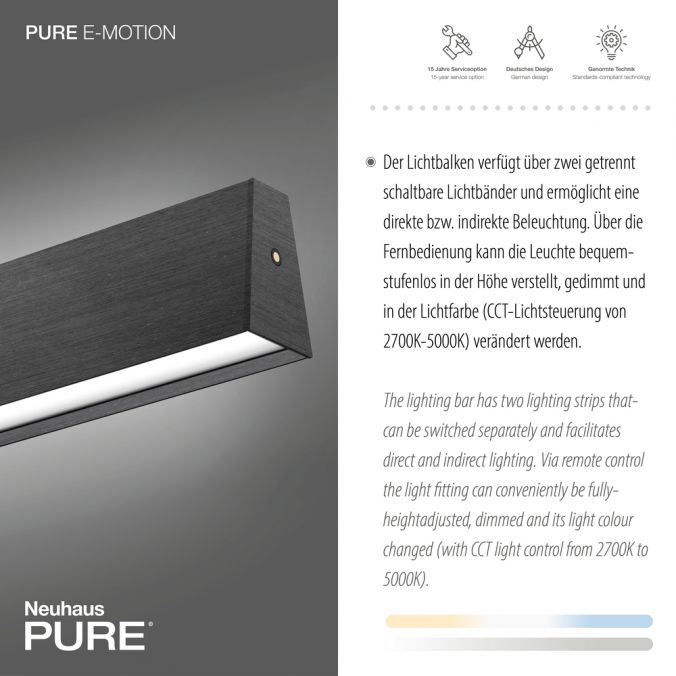 Paul Neuhaus Paul Neuhaus LED Pendelleuchte PURE-E-MOTION grau elektrisch Touch Clearance-Verkauf