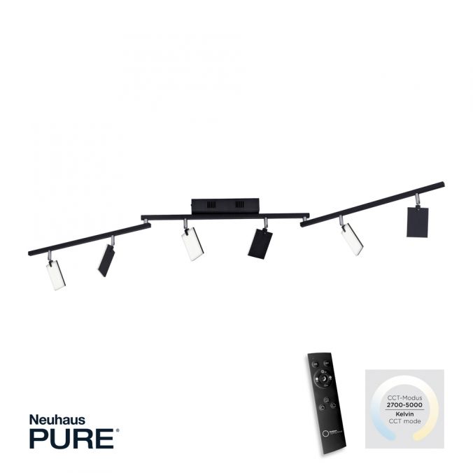 Paul Neuhaus Paul Neuhaus PURE MIRA LED Deckenleuchte schwarz 6 flammig dimmbar CCT Memory Begrenzt auf 3 Tage