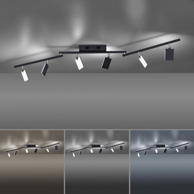 Paul Neuhaus Paul Neuhaus PURE MIRA LED Deckenleuchte schwarz 6 flammig dimmbar CCT Memory Begrenzt auf 3 Tage
