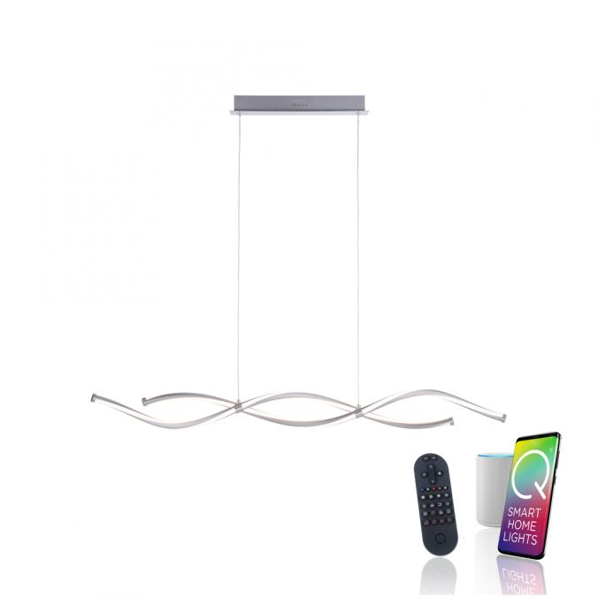 Paul Neuhaus Paul Neuhaus, Q-MALINA, LED-Pendelleuchte, Wellen Design, modern, Smart Home Online