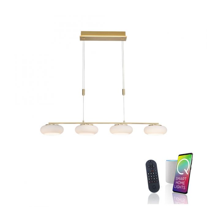 Paul Neuhaus Paul Neuhaus Q ETIENNE Pendelleuchte Smart Home messing länglich 4 flammig Auslauf
