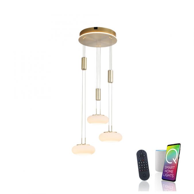 Paul Neuhaus Paul Neuhaus Q ETIENNE Pendelleuchte Smart Home messingfarbig rund 3 flammig Verkauf