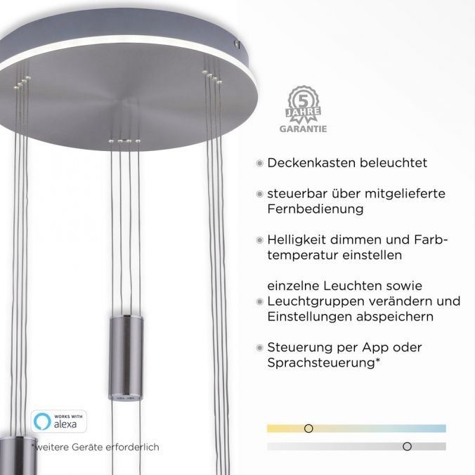 Paul Neuhaus Paul Neuhaus, Q-ETIENNE, LED Pendelleuchte stahl, Smart Home Angebote