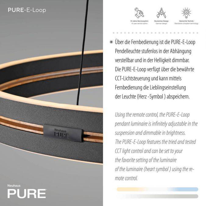 Paul Neuhaus Paul Neuhaus LED Pendelleuchte PURE E-Loop schwarz D=70cm e-LIFT Fabrikverkauf