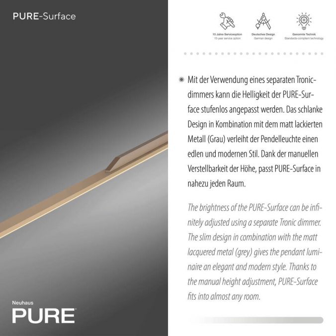 Paul Neuhaus Paul Neuhaus Pendelleuchte PURE Surface bronze 160x25 höhenverstellbar Kostenloser Versand