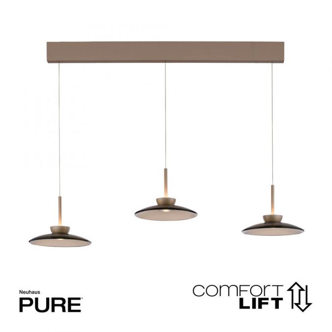 Paul Neuhaus Paul Neuhaus LED Pendelleuchte PURE Moon bronze 3 flammig Lift dimmbar