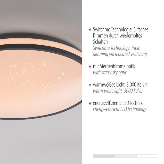 Paul Neuhaus LED Deckenleuchte Sternenhimmel schwarz dimmbar Switchmo Technologie Versandkostenfrei