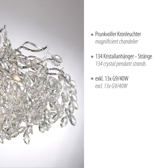 Paul Neuhaus LED Kronleuchter chrom Kristallanhänger Pendelleuchte Schlafzimmer Begrenztes Angebot