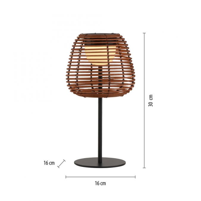 Paul Neuhaus LED Tischleuchte schwarz Rattan Schirm Akku IP54 USB Akku Tastdimmer Valentinstagsangebot