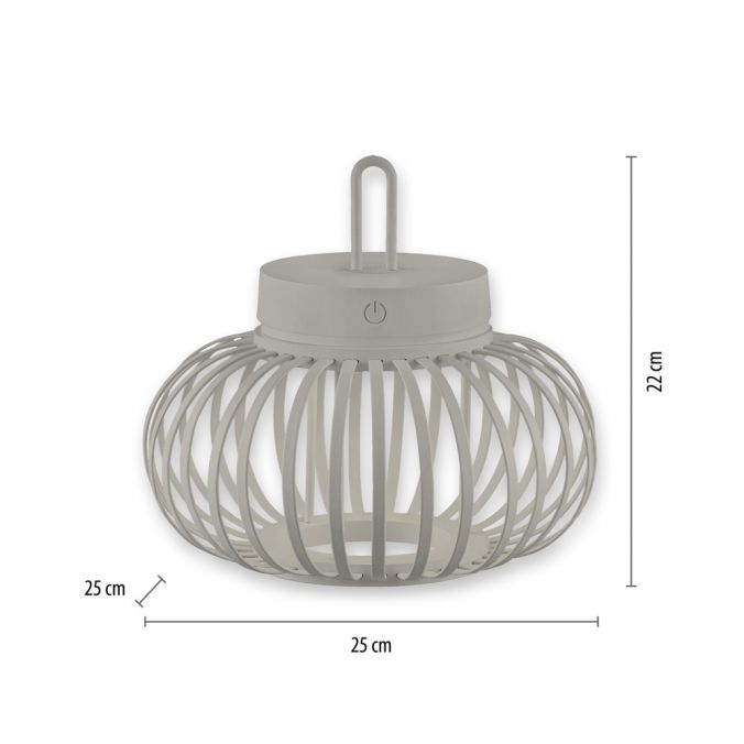 Paul Neuhaus LED Tischleuchte D=25cm greige Akkulampe USB IP44 dimmbar per Touch Lagerräumung