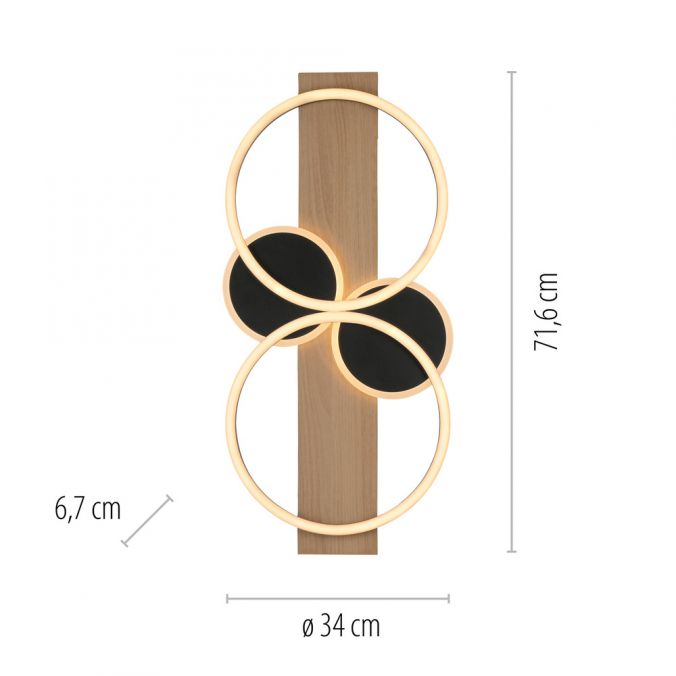 Paul Neuhaus LED Deckenleuchte schwarz mit Holz warmweiß Schlafzimmer Leuchtringe Online Outlet