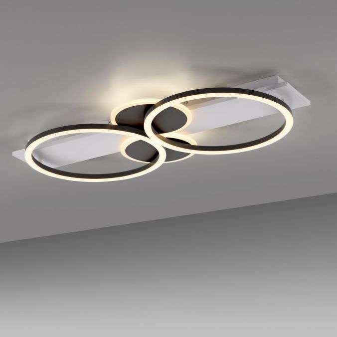 Paul Neuhaus LED Deckenleuchte weiß mit Holz warmweiß Wohnzimmer Leuchtringe Zeitlich begrenztes Angebot
