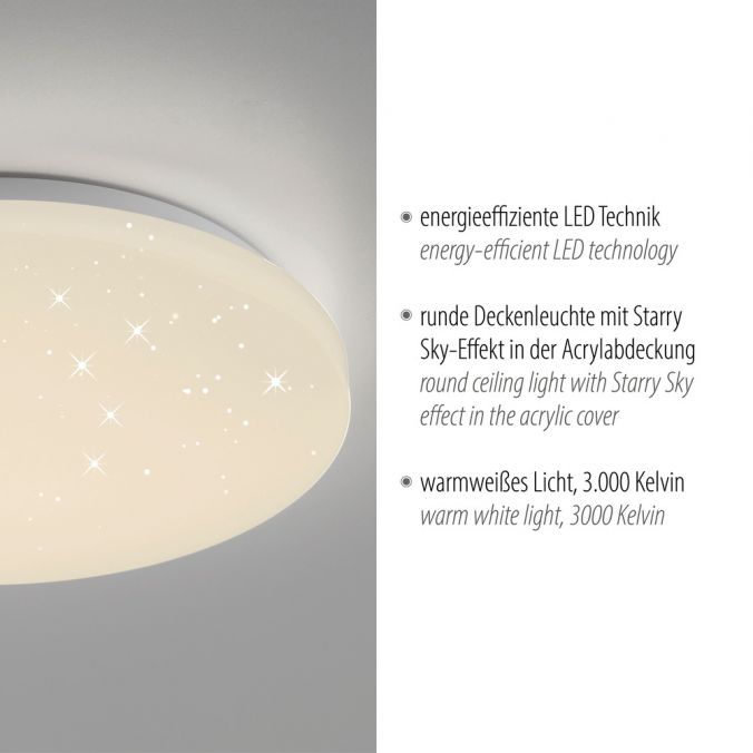 Paul Neuhaus LED Deckenleuchte weiß Sternenhimmel rund D=26cm Schlafzimmer Exklusive Angebote