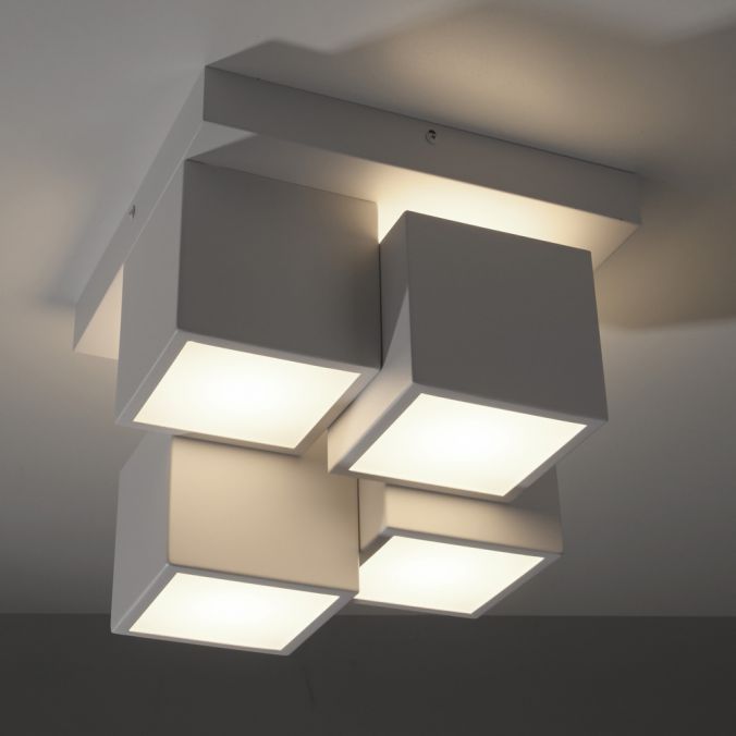 Paul Neuhaus LED Deckenleuchte weiß modern Würfel Form warmweiß Wohnzimmer Große Rabatte