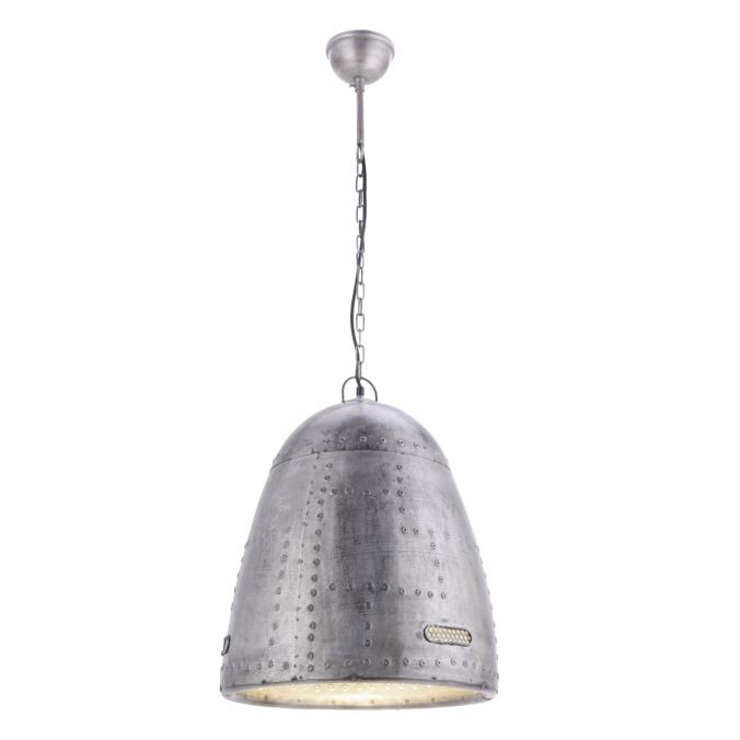 Paul Neuhaus Pendelleuchte, Eisen, Industrial Stil, E27 Fassung, Lochblechmuster, oval