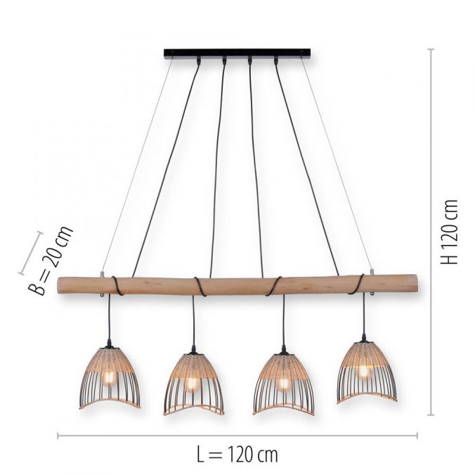 Paul Neuhaus Pendelleuchte, rustikales Design, Vintage Look, Holz, Metall, E27 Fassung Tiefpreis