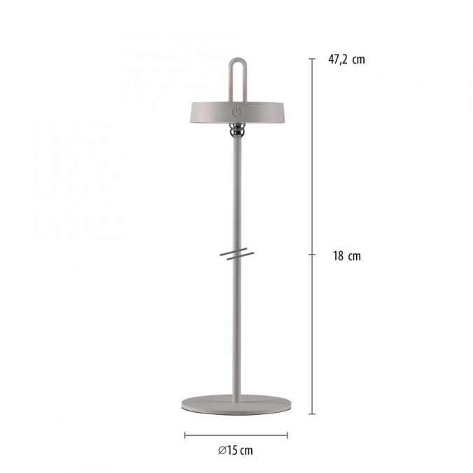 Paul Neuhaus LED Tischlampe greige Akku Touchdimmer spritzwassergeschützt USB Super Sparpreis