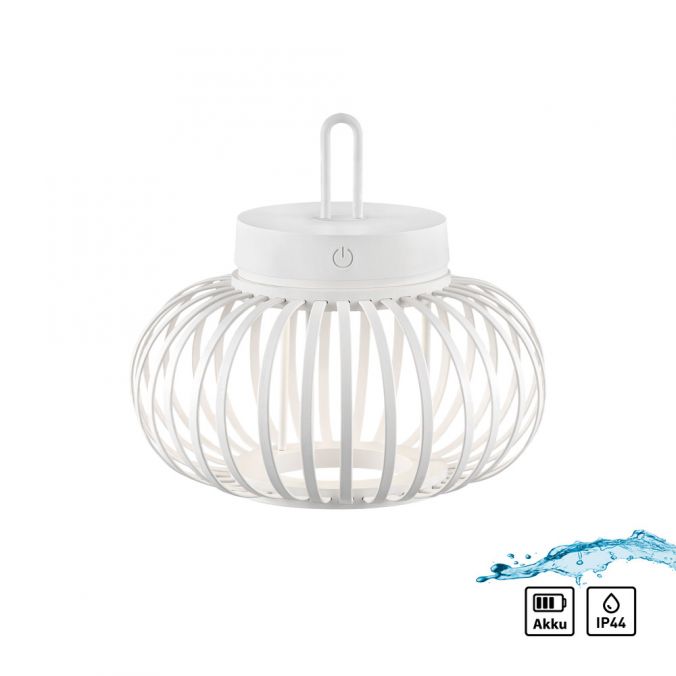Paul Neuhaus LED Tischleuchte D=25cm weiß Akkulampe USB IP44 dimmbar per Touch