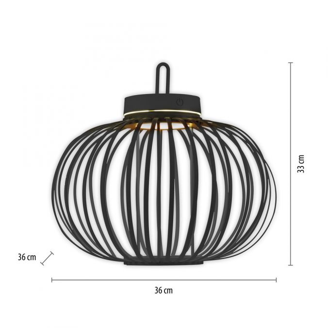 Paul Neuhaus LED Tischleuchte D=36cm schwarz Akkulampe USB IP44 dimmbar per Touch Begrenzte Freigabe