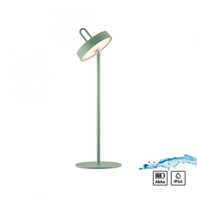 Paul Neuhaus LED Tischlampe grün Akku Touchdimmer spritzwassergeschützt USB