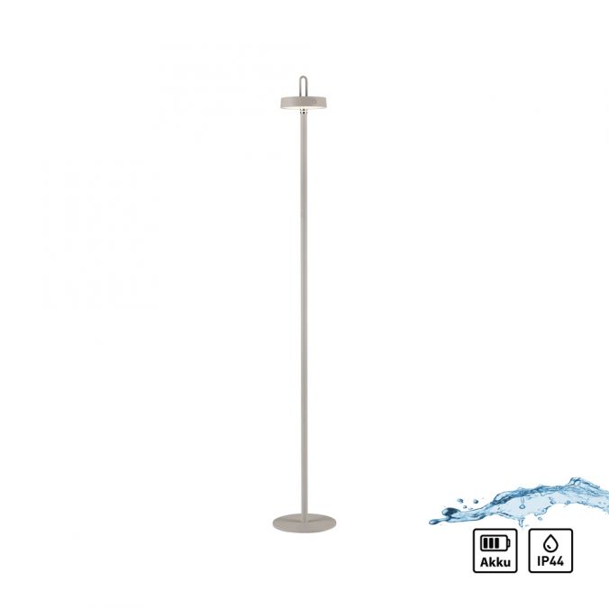 Paul Neuhaus LED Akku Stehlampe greige dimmbar per Touch IP44 Memoryfunktion