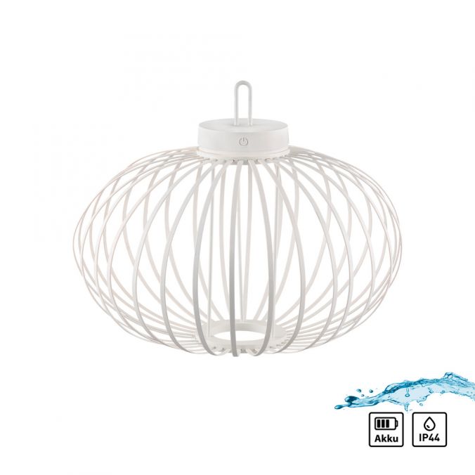 Paul Neuhaus LED Tischleuchte D=46cm weiß Akkulampe USB IP44 dimmbar per Touch