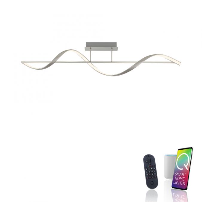 Paul Neuhaus Paul Neuhaus LED Deckenleuchte Q-SWING silber dimmbar Smar Home