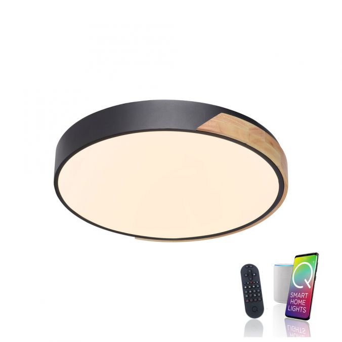 Paul Neuhaus Paul Neuhaus Q BILA LED Deckenleuchte Smart Home mattfarbig Echtholz dimmbar