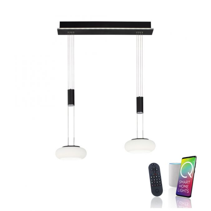 Paul Neuhaus Paul Neuhaus Q ETIENNE Pendelleuchte Smart Home schwarz länglich 2 flammig