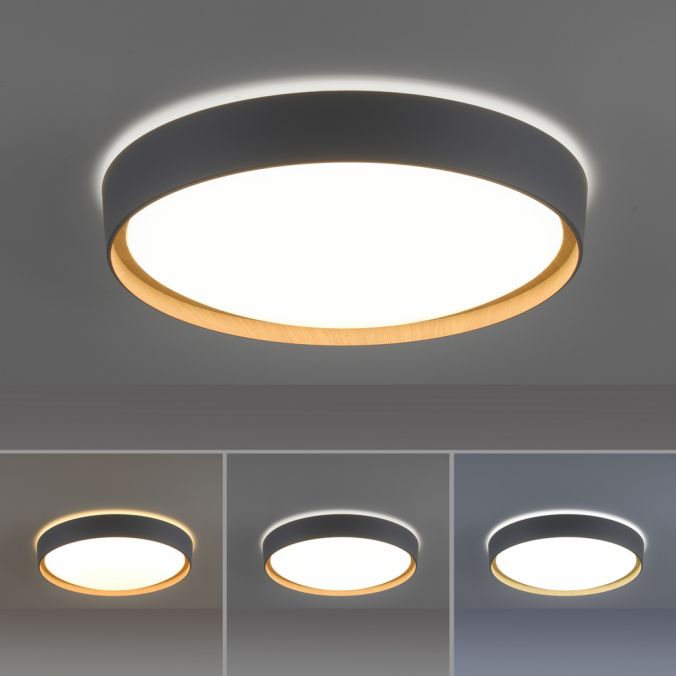 Paul Neuhaus Paul Neuhaus Q EMILIA Deckenleuchte Smart Home grau matt farbig Holzoptik dimmbar Kostenloser Versand international