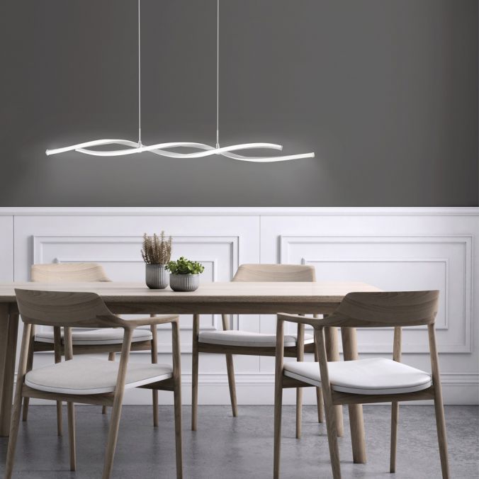 Paul Neuhaus LED Pendelleuchte, stahlfarben, Wellen-Form, inkl. Dimmfunktion, modern Speichern exportieren