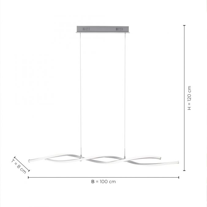 Paul Neuhaus LED Pendelleuchte, stahlfarben, Wellen-Form, inkl. Dimmfunktion, modern Speichern exportieren