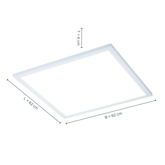 Paul Neuhaus LED-Panel, weiß, 62x62cm, CCT-Steuerung, dimmbar, flach, Deckenleuchte Rabatte dieses Monats