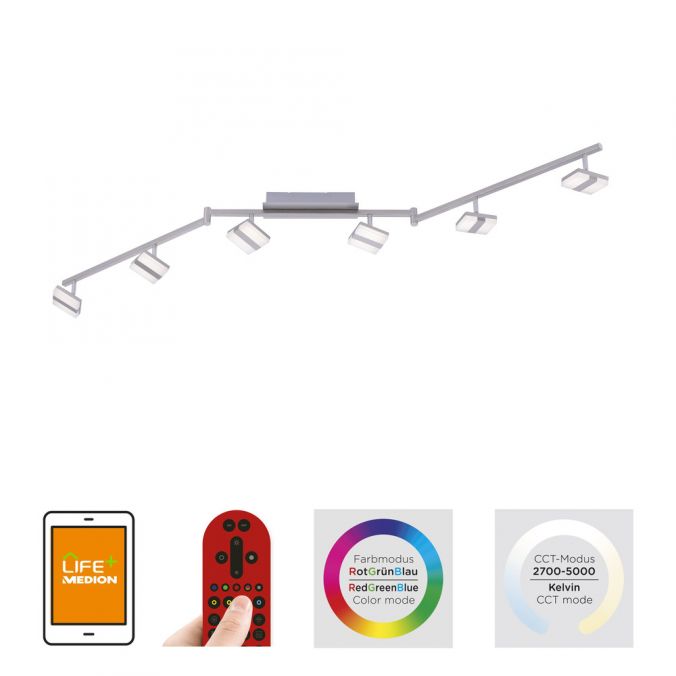 Paul Neuhaus LED-Deckenleuchte, Smart Home, LOLAsmart, CCT, RGB, dimmbar, Fernbedienung, 6-flammig