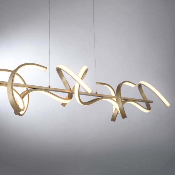 Paul Neuhaus LED-Pendelleuchte in messing-matt mit 4 geschwungenen Leuchtarmen mit Dimmfunktion strahlt warmweiß Online